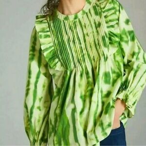 SAMANT CHAUHAN Boho Peasant Anthropologie "Emilia" Ruffled Tie Dye Top XL